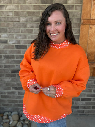 Orange Polka Dot Mock Neck Pullover *BRUMLEYS LABEL*