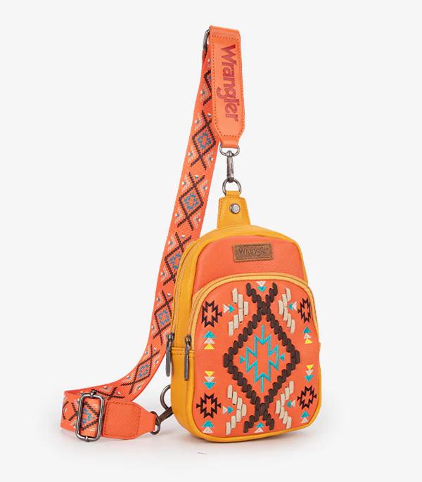 Orange Wrangler Southwestern Embroidered Sling Bag
