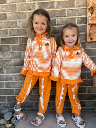 Orange Tennessee Applique Stripe Ruffle Pants Set *TN COLLECTION*