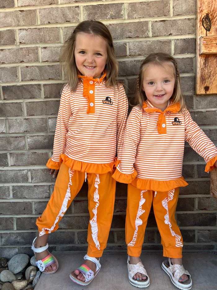 Orange Tennessee Applique Stripe Ruffle Pants Set *TN COLLECTION*