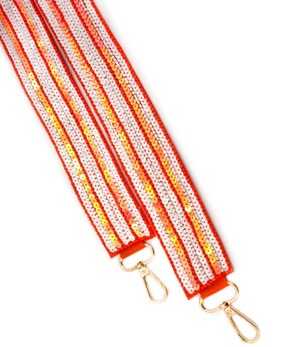 3787- Orange & White Sequence Game Day Purse Strap *TN COLLECTION*