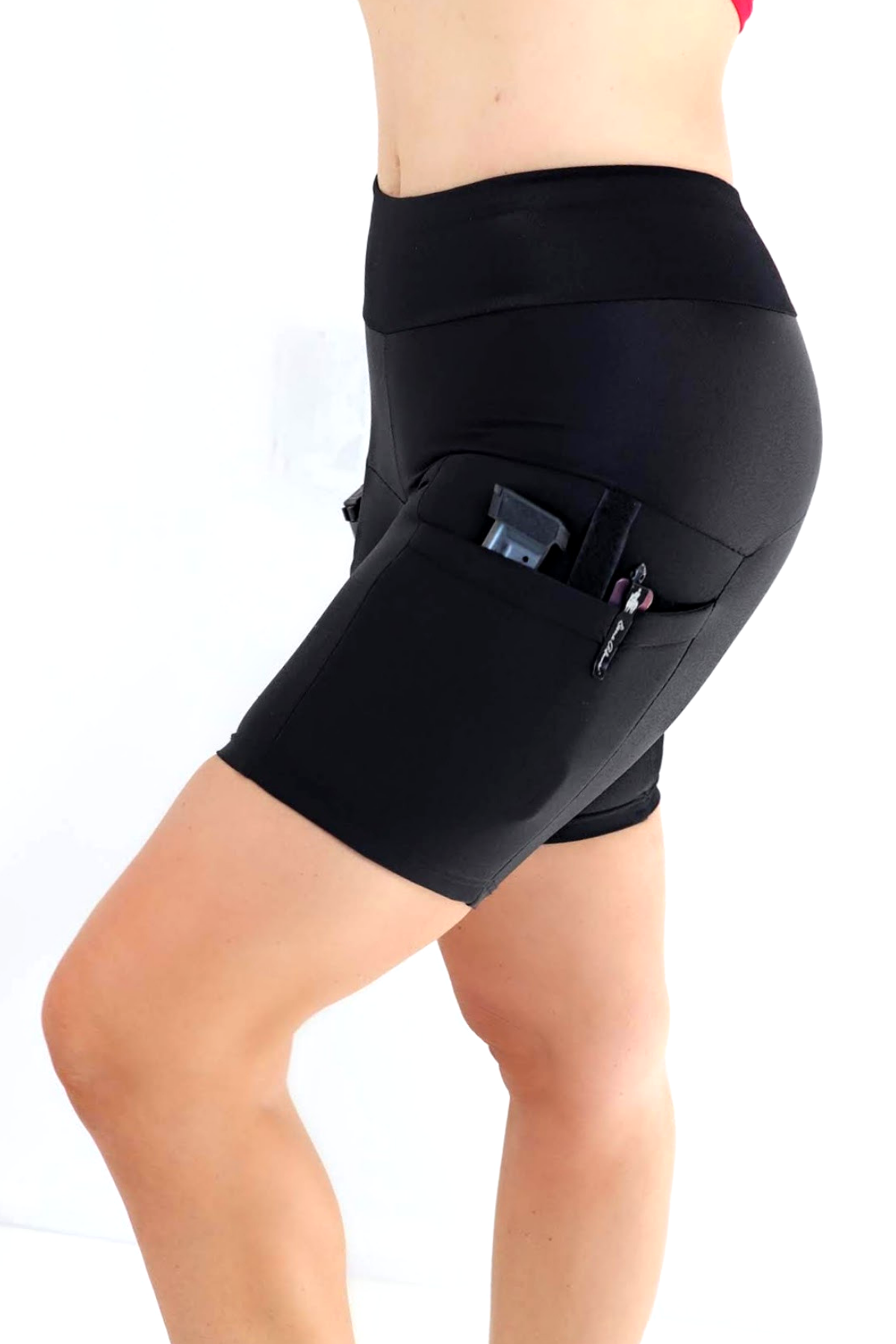 Black Outer Thigh Holster Concealed Carry Shorts