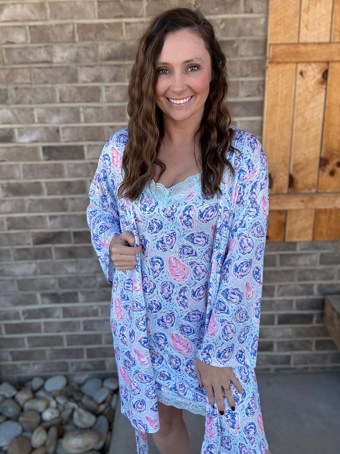 Oyster Nightgown & Robe Set by Simply Southern