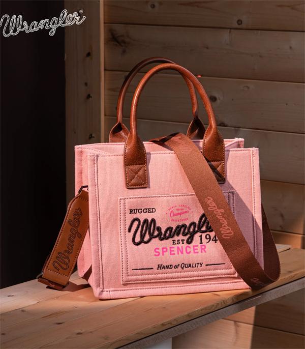 3783- Pink Vintage Wrangler Canvas Tote// Crossbody