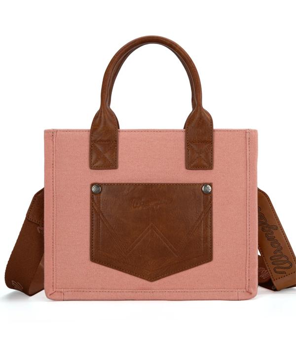 3783- Pink Vintage Wrangler Canvas Tote// Crossbody