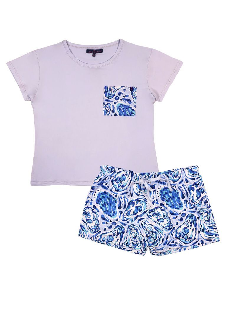 828- Oyster Short Sleeve & Shorts PJ Set By Simply Southern