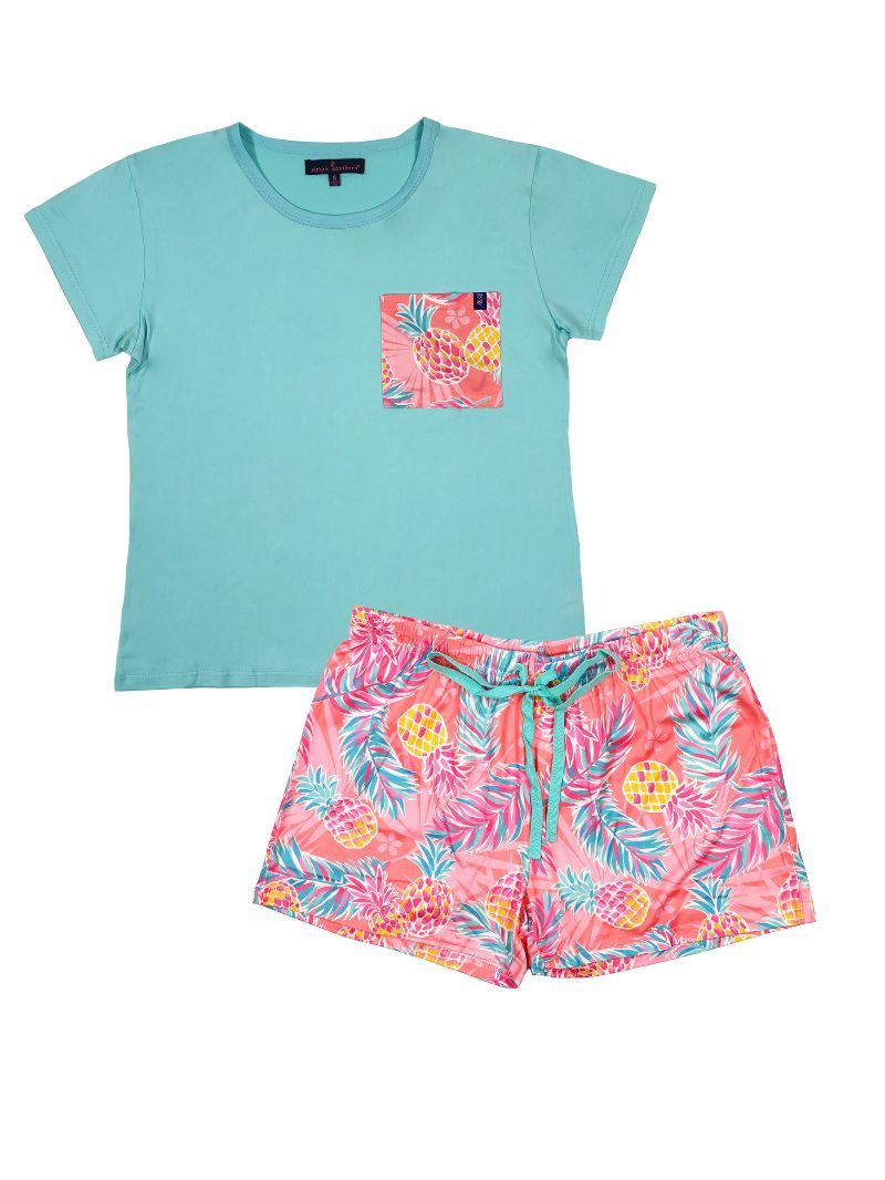 829- Pineapple Short Sleeve & Shorts PJ Set By Simply Southern