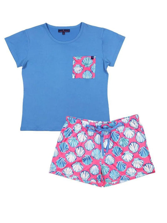 827- Shell Short Sleeve & Shorts PJ Set By Simply Southern