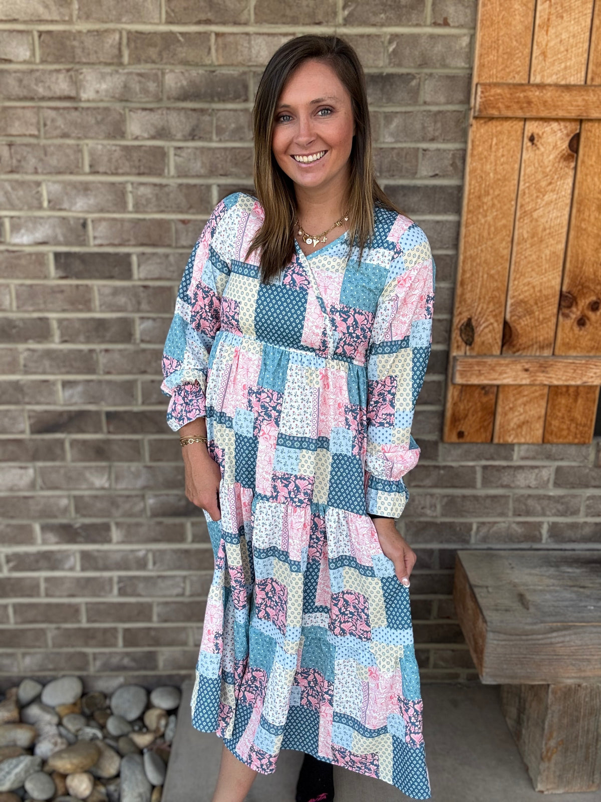 Patchwork Mila Midi Dress by Simply Southern