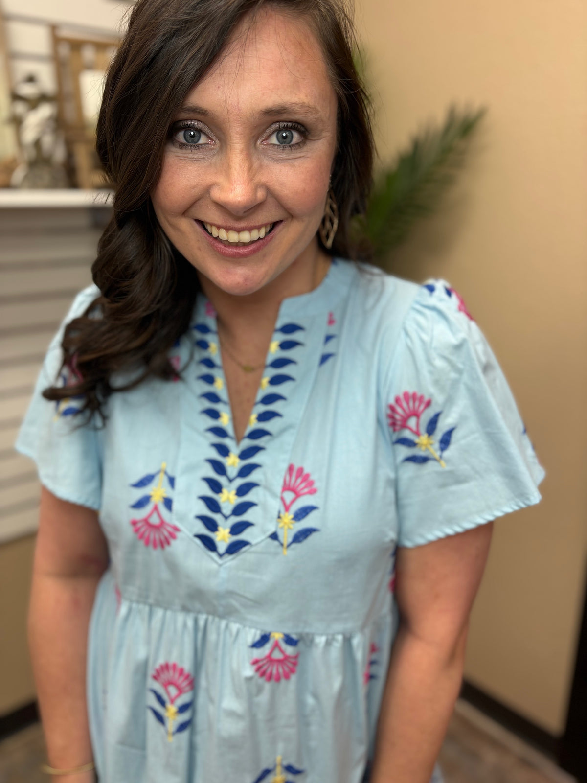 Peri Bloom Embroidered Tiered Midi Dress by Umgee