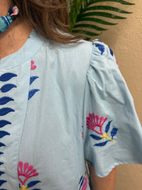 Peri Bloom Embroidered Tiered Midi Dress by Umgee