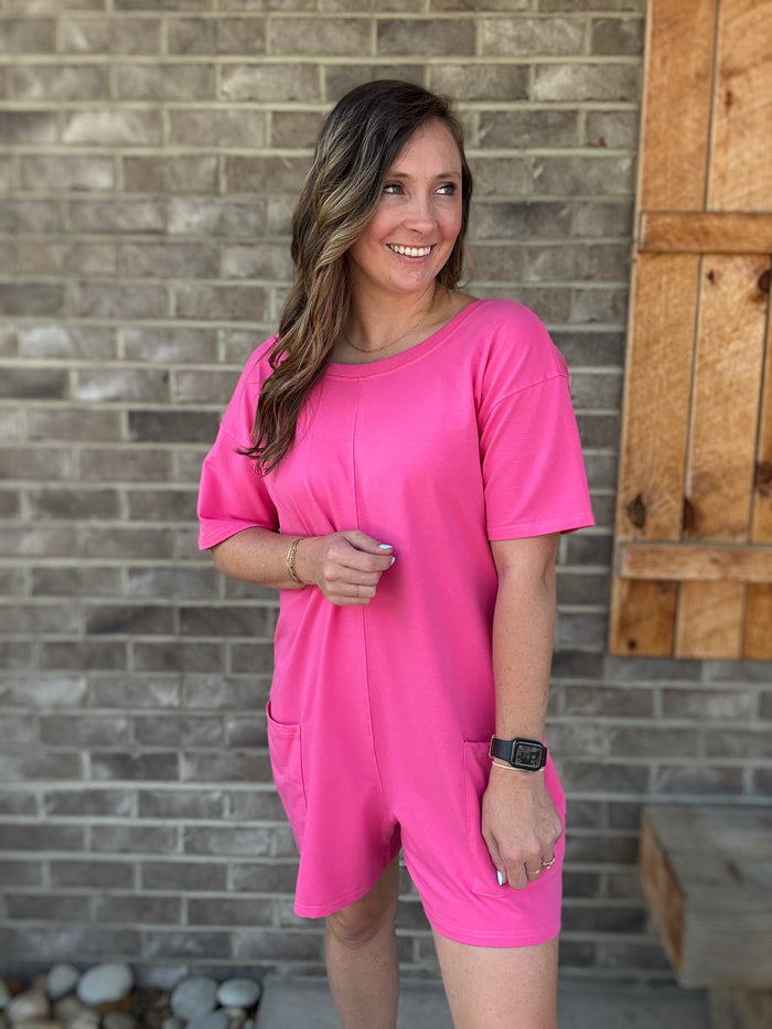 Pink Cotton Summer Tee Romper