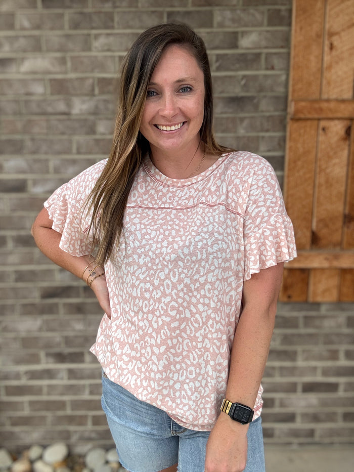 Pink Leopard Light Weight Short Sleeve Top