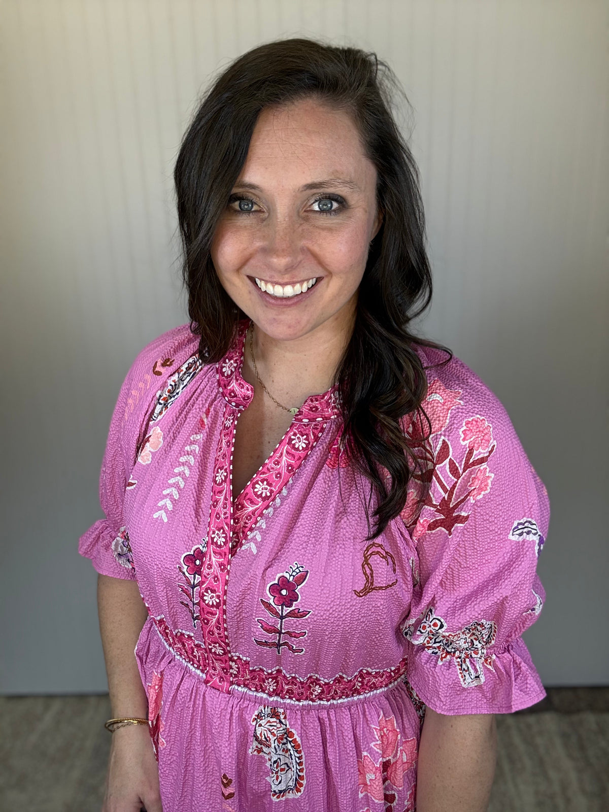 Pink Mix Floral Collage Midi Dress by Umgee