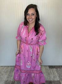 Pink Mix Floral Collage Midi Dress by Umgee