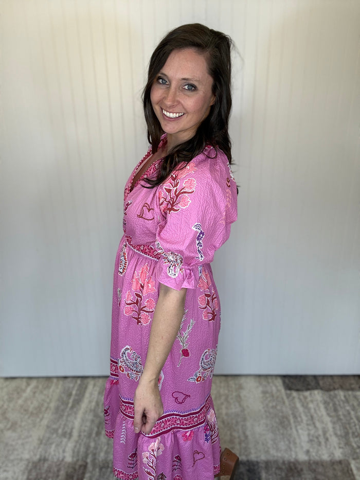 Pink Mix Floral Collage Midi Dress by Umgee