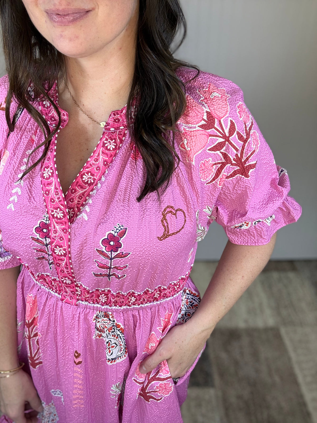 Pink Mix Floral Collage Midi Dress by Umgee