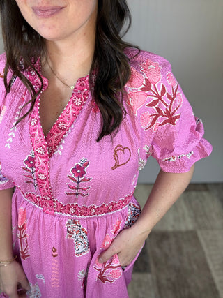 Pink Mix Floral Collage Midi Dress by Umgee