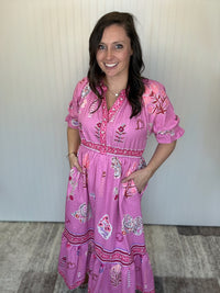 Pink Mix Floral Collage Midi Dress by Umgee