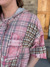 Pink Washed Mix Button Down Hoodie Top by Oli & Hali