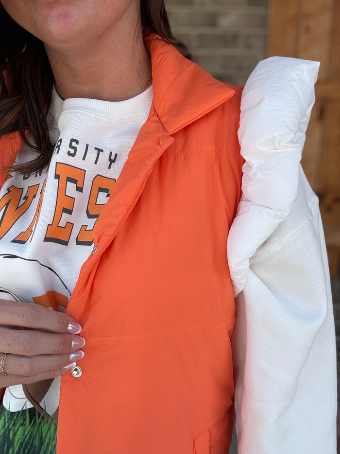 Puff Snap Button Colorblock High Neck Vest *TN COLLECTION*