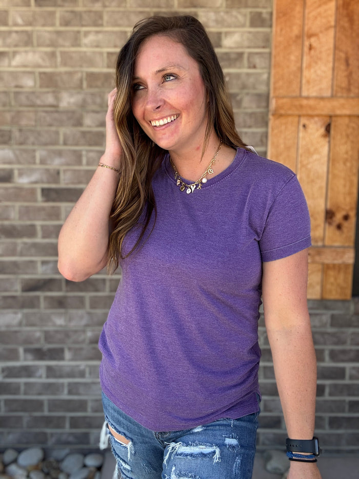 Purple Vintage Wash Boyfriend Top by Royce