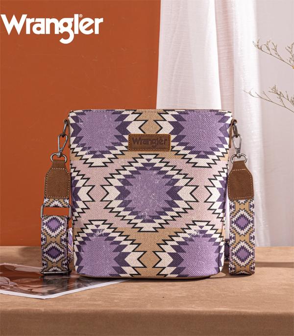 Purple Wrangler Aztec Distressed Print Dual Sided Print Crossbody