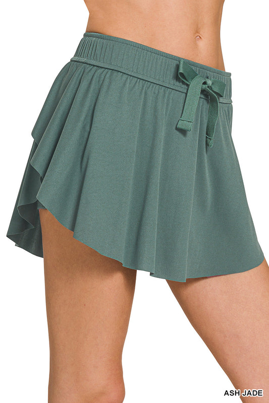 Ash Jade Ruffle Hem Tennis Skirt w/ Pocket Biker Shorts