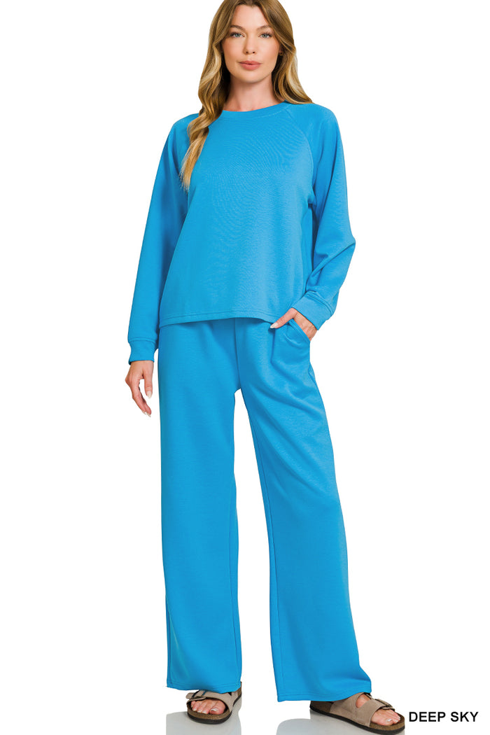 Deep Sky Scuba Crewneck Pullover & Pants Set by Zenana