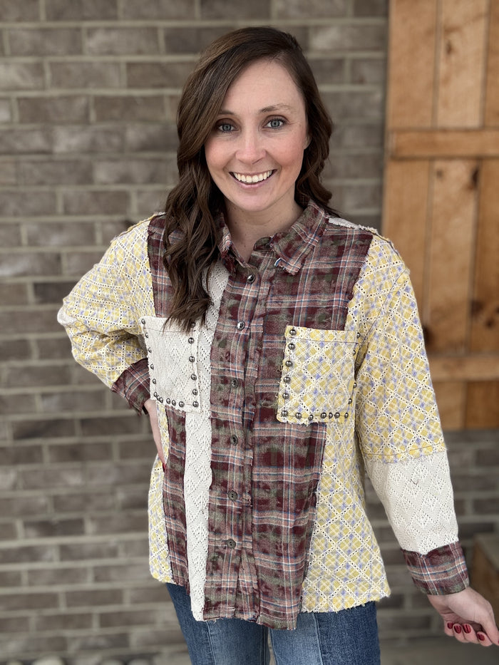 3481- Red Brick Oversized Long Sleeve Shacket