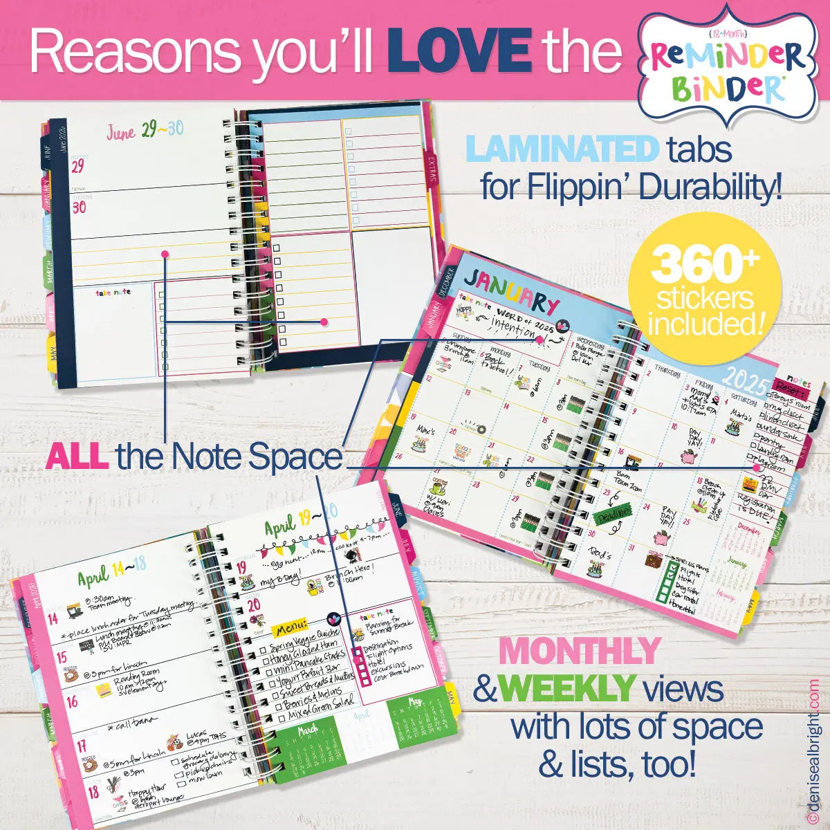 8365- Reminder Binder Planner Jan 2025-June 2026 - 18 months by Denise Albright