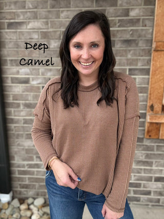 Ribbed Long Sleeve Top By Zenana *MULTIPLE COLORS*