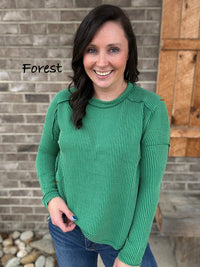 Ribbed Long Sleeve Top By Zenana *MULTIPLE COLORS*