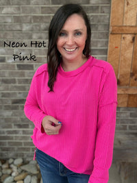 Ribbed Long Sleeve Top By Zenana *MULTIPLE COLORS*