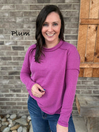 Ribbed Long Sleeve Top By Zenana *MULTIPLE COLORS*