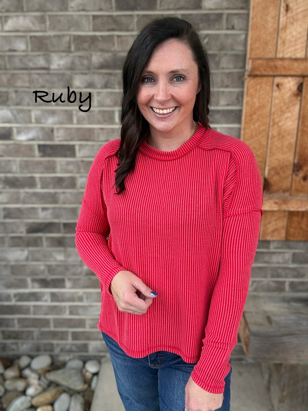 Ribbed Long Sleeve Top By Zenana *MULTIPLE COLORS*