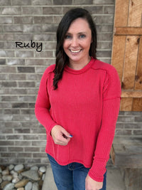 Ribbed Long Sleeve Top By Zenana *MULTIPLE COLORS*