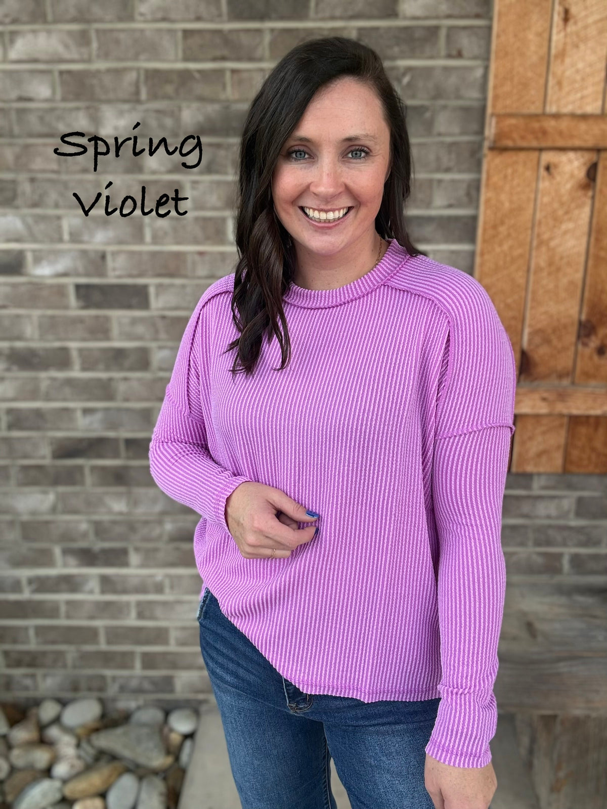 Ribbed Long Sleeve Top By Zenana *MULTIPLE COLORS*