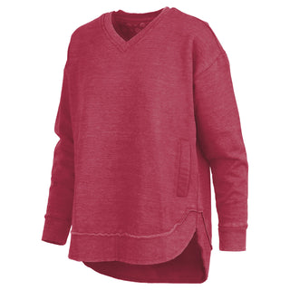 Crimson East Hall Melange V-Neck Pocket Poncho Fleece