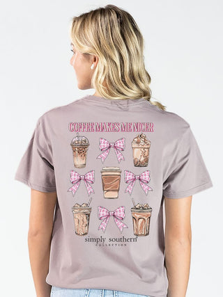 Coffee Makes Me Nicer Bow Graphic Tee by Simply Southern