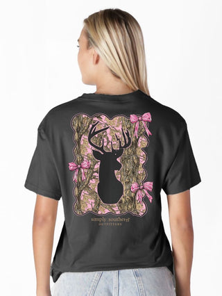 Pink Bow Camo Deer Graphic Tee by Simply Southern