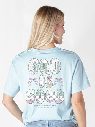 God Is Good Patchwork Bow Graphic Tee by Simply Southern