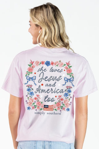 “She Loves Jesus and America Too” Graphic Tee by Simply Southern