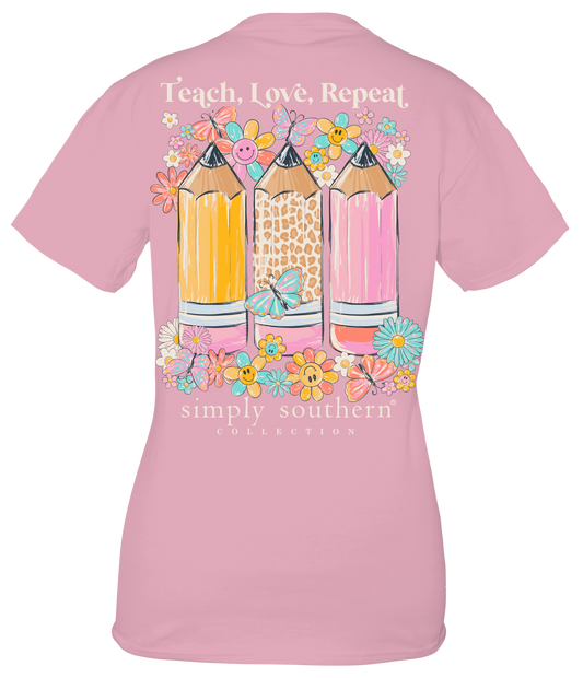 844- Teach, Love, & Repeat Short Sleeve T-Shirt by Simply Southern