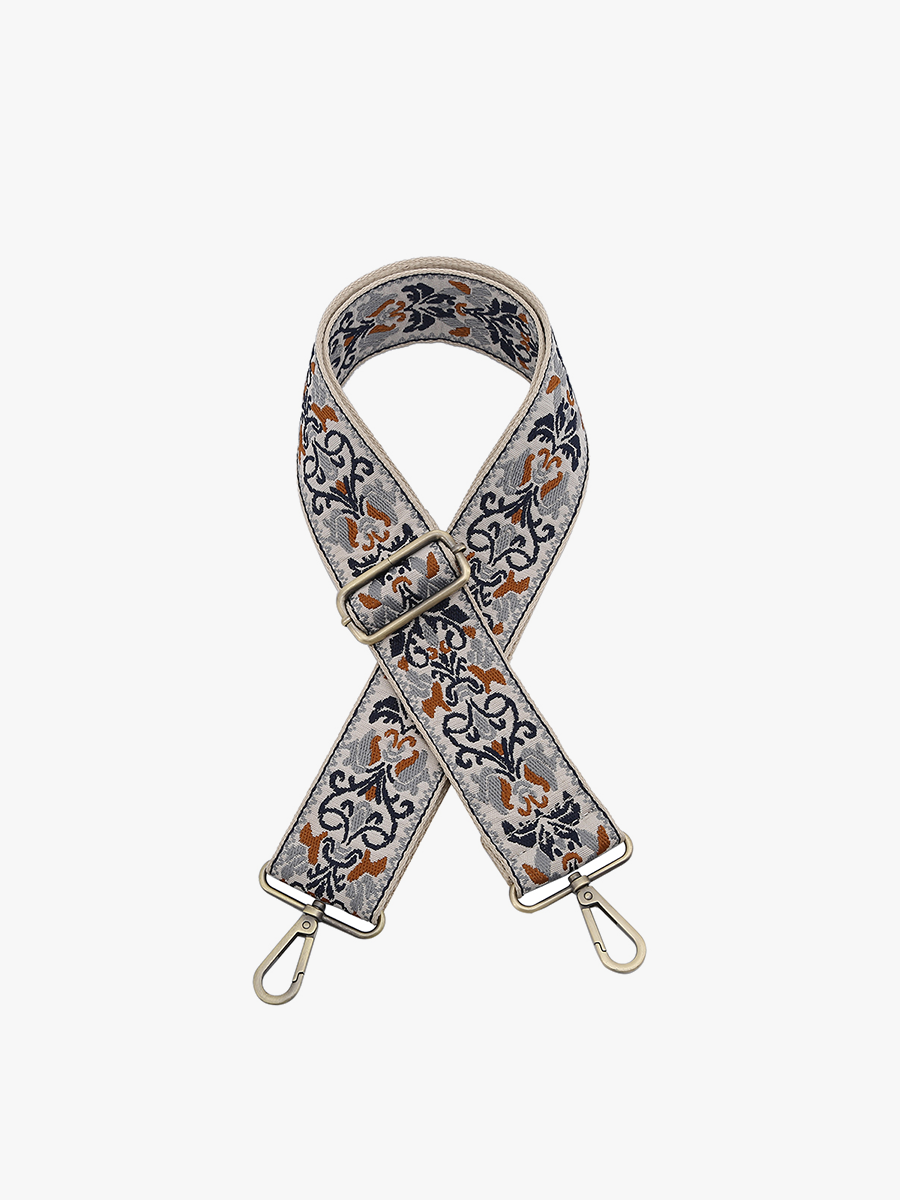 8158-Boho Vine Guitar Strap-Navy/Grey/Cam