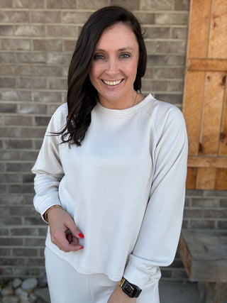 Sand Beige Scuba Crewneck Pullover & Pants Set by Zenana