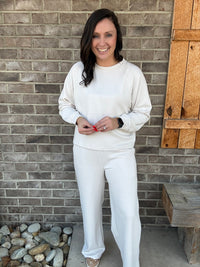 Sand Beige Scuba Crewneck Pullover & Pants Set by Zenana