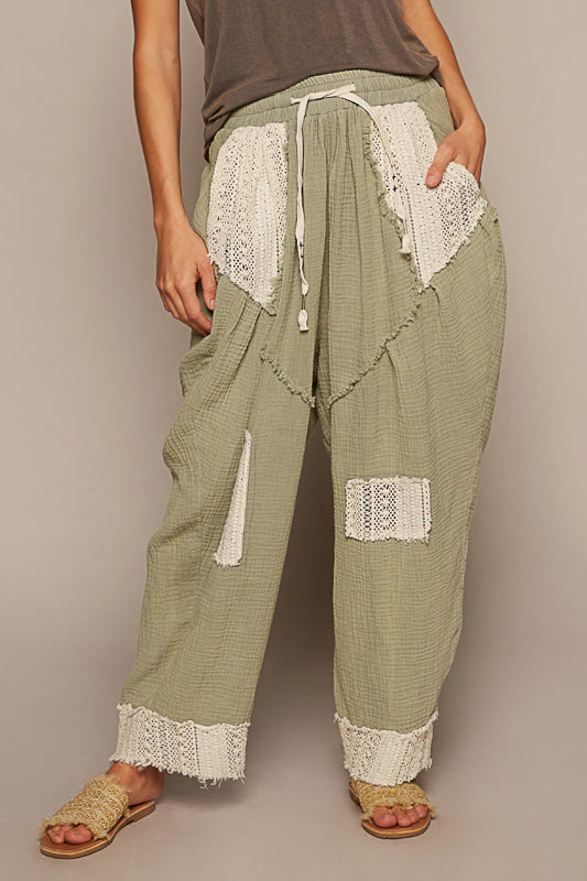 3703- Sea Sage Stretch Waist Harlem Pants