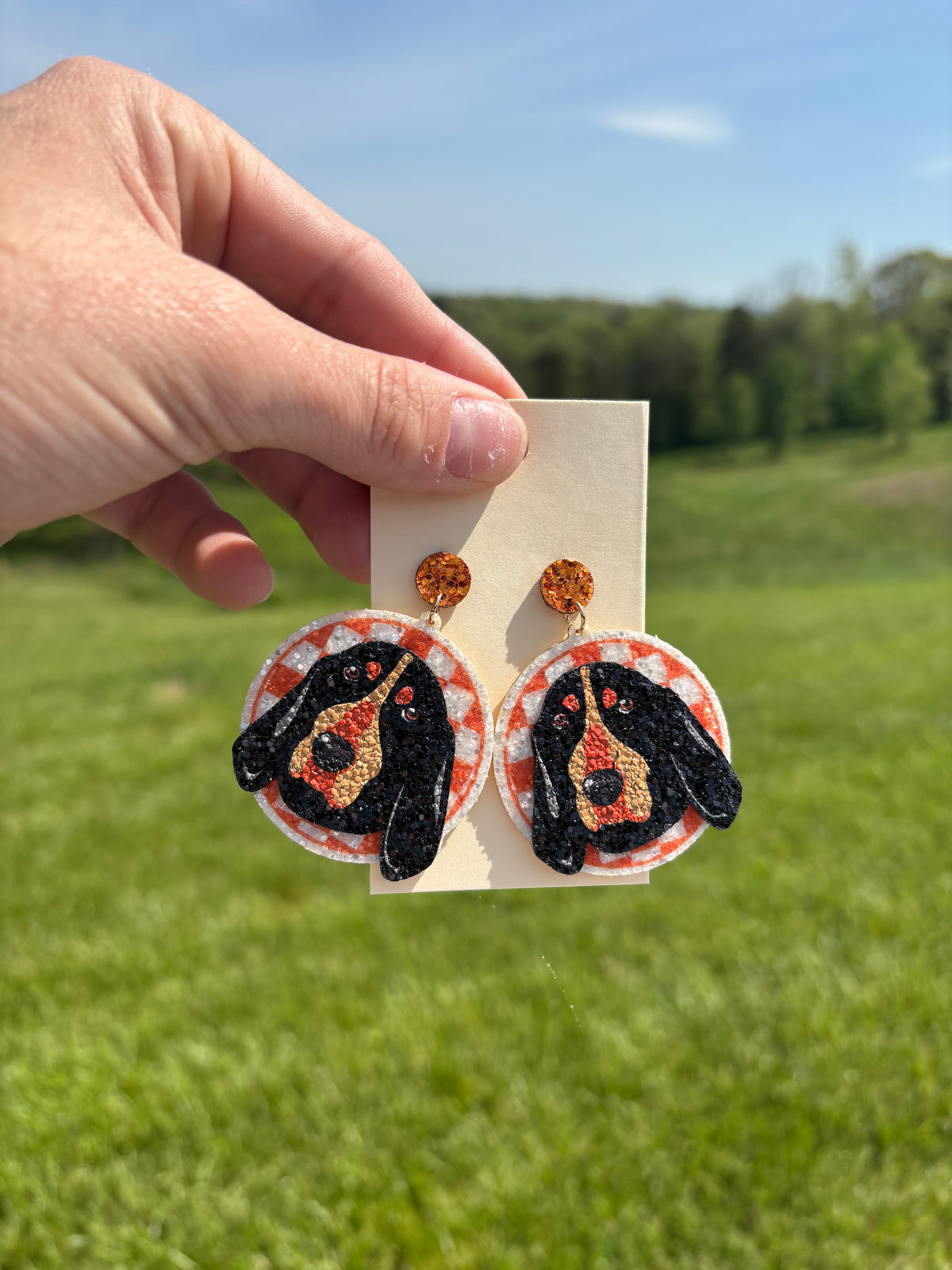 Smokey Checkered Circle Earrings *TN COLLECTION*