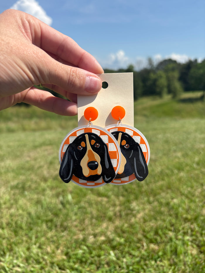 Smokey Dog Checkered Acrylic Earrings *TN COLLECTION*